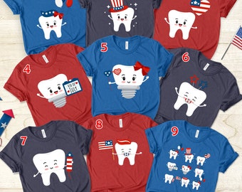 Amerikaans tandarts 4 juli-shirt, cadeau patriottische tandheelkundige bemanning