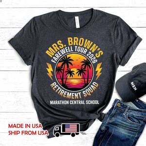 教師退職記念Tシャツ、カスタム送別ツアーサンセットTシャツ