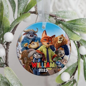 Personalized Zootopia Ornament, Disney Zootopia Ceramic Metal Acrylic  Ornament, Custom Name Zootopia Christmas Gift, Nick Wilde Judy Hopps
