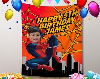 Personalisierter Spider-Man Hintergrund: Foto Banner, Party Dekor
