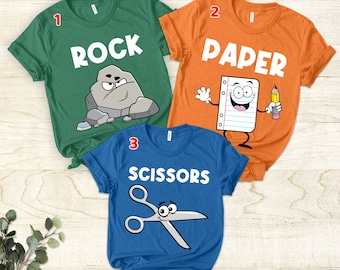 Matching Rock, Paper, Scissors Halloween Costumes, Coordinating Family and Friend Shirts, Halloween Costume Family Shirt Gift Kid Children