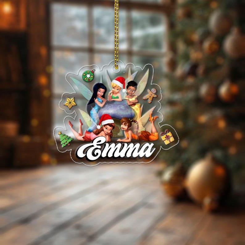 Disney Tinker Bell Acrylic Ornament, Disney Princess Ornament, Holiday ...