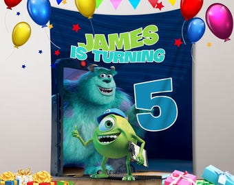 Aangepaste Monster Inc.-verjaardagsbanner: gepersonaliseerd kindercadeau