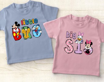 Disney Big Bro Little Sis Kid Youth Toddler T-Shirt, Mickey Family Shirt, Shirt, Pregnancy Announcement, Disneyland Matching Tees