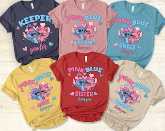 Pink or Blue Stitch Angel Shirt, Disney Gender Reveal Party Shirt, Baby Reveal Shirt, Family Loves You Shirt, WDW Disney Family Shirt