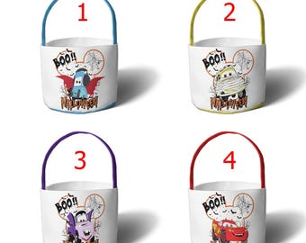 Personalized Disney Pixar Cars Truck or Treat Halloween Basket, Lightning McQueen Mater Trick or Treat Candy Bag, WDW Disneyland Cars Family