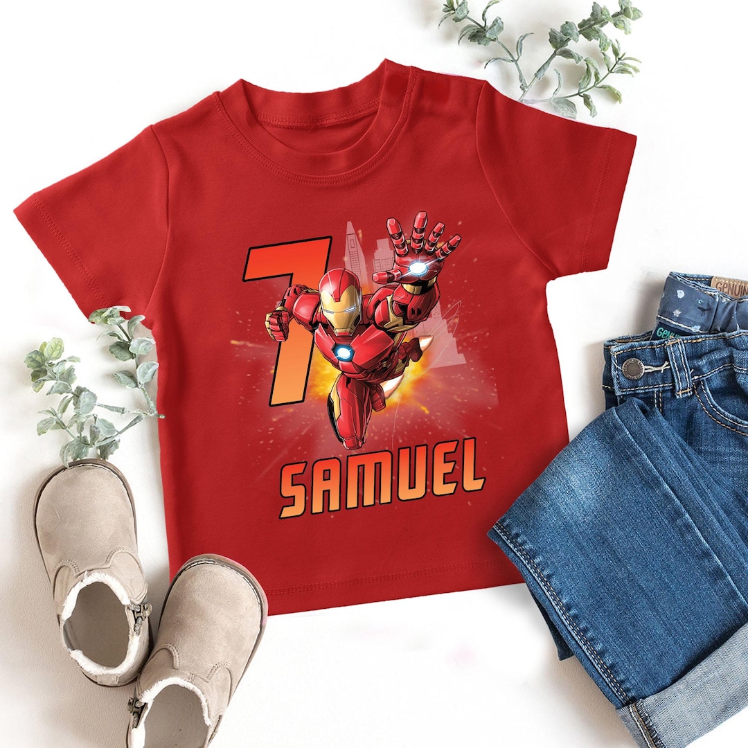 Personalized Iron Man Birthday Shirt: Custom Avenger Tee for Kids - Etsy