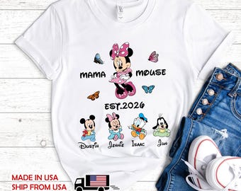 Custom Disney Mama Shirt, Disney Mama Matching Tee,Minnie Disney Mom Shirt,Mother's Day Gift Ideas Tee,Mama Est.2026 Grandma Est. 2026 Shirt