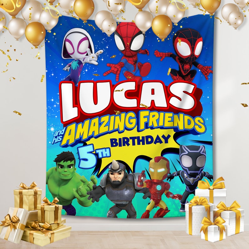 Spidey and his Amazing Friends Backdrop Birthday, Spiderman Banner, Spidey Birthday Party, Dessert Table Backdrop, Candy Bar Backdrop Gift