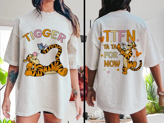 Disney Tigger TTFN Ta Ta for Now Two Sided Unisex T-shirt, Winnie 