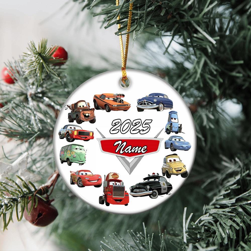 Personalized Disney Cars Christmas Ornament, Custom Car Ceramic