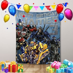 Cenário personalizado para festa de aniversário dos Transformers Banner de aniversário dos Transformers Cenário personalizado para festa de aniversário dos Transformers Decoração infantil de aniversário dos Transformers