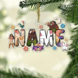Custom Name Kids Moana Ornament, Christmas 2025 Ornament, Disney Christmas Gift, Hei Hei Pua Maui Tamatoa, Moana Xmas Ornament Gift