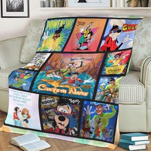A Goofy Movie Fleece Blanket, Goofy Max And Roxanne Blanket, Throw Blanket For Kid Baby, Christmas Blanket Gift, Custom name Goofy Blanket