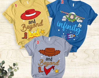 Personalized Disney Toy Story Character Matching Shirt Unisex T-Shirt, To Infinity and Beyond Couple Shirts, Toy Story Birthday Family Shirt
