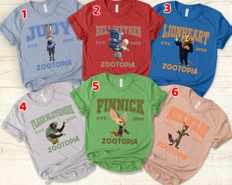 Vintage shirt met Zootopia-personages: Nick, Judy, Bellwether