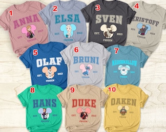 Disney Frozen Characters Est 2013 T-Shirt, Elsa Anna Olaf Kristoff Sven Hans  Shirt, Disneyland Epcot Family Matching Shirt, Frozen Shirts