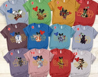 Camiseta de Star Wars, camiseta de Star Wars Disney, camiseta de taza de té de Disney, camiseta de personajes de Star Wars, camiseta de globo de Disney, camisetas familiares de Star Wars