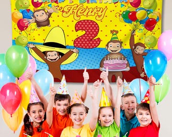Curious George Birthday Banner, Party Backdrop Decoration, Festive Celebration Backdrop