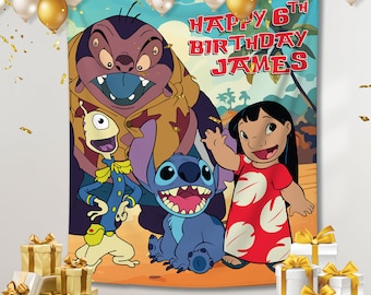 Lilo & Stitch Birthday Backdrop: Custom Movie Banner Decoration