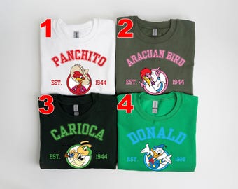 Camiseta retro de los Tres Caballeros de los 90, Pato Donald, Panchito Carioca Aracuan, camiseta de los Tres Caballeros de Disney, camiseta familiar a juego de WDW Disneyland