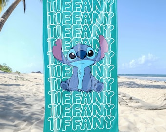 Stitch Beach Towel, Custom Beach Towel, Disney, Custom Stitch, Disney Trip, Birthday Gift, Christmas, Halloween Gift, Personalization Gift