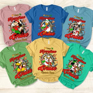 Camiseta personalizada de Disney Cruise Line, camiseta navideña de Mickey and Friends Very Merrytime Cruises 2024, camiseta navideña familiar de Disney Cruise Line