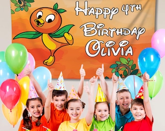 Disney Orange Bird Birthday Backdrop, Disney Banner, Orange Bird Birthday Decor