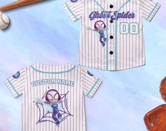 Custom Ghost Spider Baseball Jersey, Spidey and Friends Birthday Gift