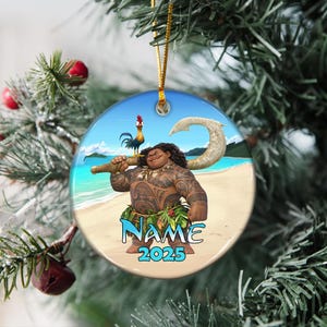 Disney Moana Ornament, Custom Name Moana Birthday Gift, Moana Ornament Princess Christmas Disneyland Christmas Family Ornament Tree
