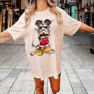 Mickey Mouse Stormtrooper Christmas Shirt, Disney Christmas Shirt, Star Wars Christmas Light T-shirt, Mickey&#39;s Very Merry Party Tee