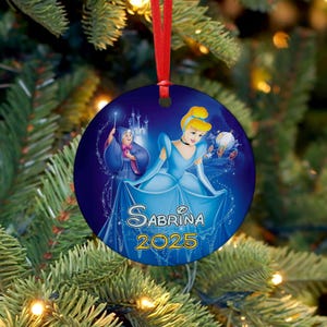 Personalized Christmas Ornament, Cinderella Inspired Ornament, Custom Name Cinderella Ornament, 2025 Christmas Ornament, Princess Theme Gift
