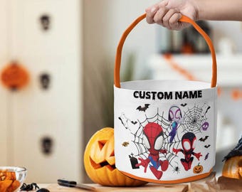 Personalized Disney Spidey and His Amazing Friends  Halloween Basket, Spooky Season Disney Bag, Sipdey Halloween Basket, Disney Basket