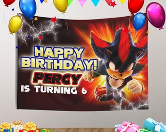 Sonic Birthday Party Backdrop,Shadow Hedgehog Birthday Banner,Custom Shadow Backdrop,Shadow Birthday Decor,Shadow Sonic 3 Birthday