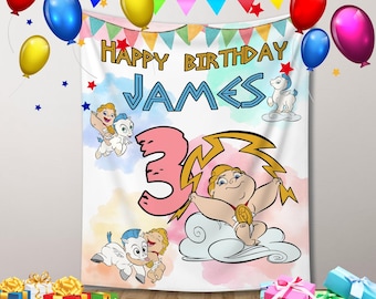 Disney Baby Hercules Birthday Banner, Baby Pegasus Custom Backdrop, Disneyland Family Trip Decor, Magic Kingdom Party Decoration