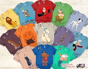 Disney Father' day Dad Characters Group T-shirt, Disney Trip Matching Family Shirt, WDW Trip Tee, Gift For Dad, Disney Father's Day T-Shirt