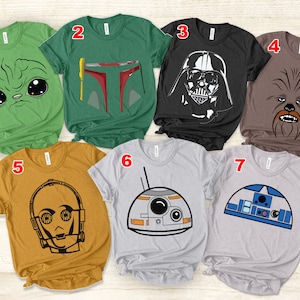 Camiseta de personajes de Star Wars: Camiseta de disfraz de Halloween de la familia Galaxy
