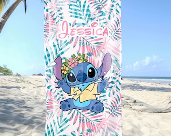 Stitch Beach Towel, Custom Beach Towel, Disney, Custom Stitch, Disney Trip, Birthday Gift, Christmas, Halloween Gift, Personalization Gift