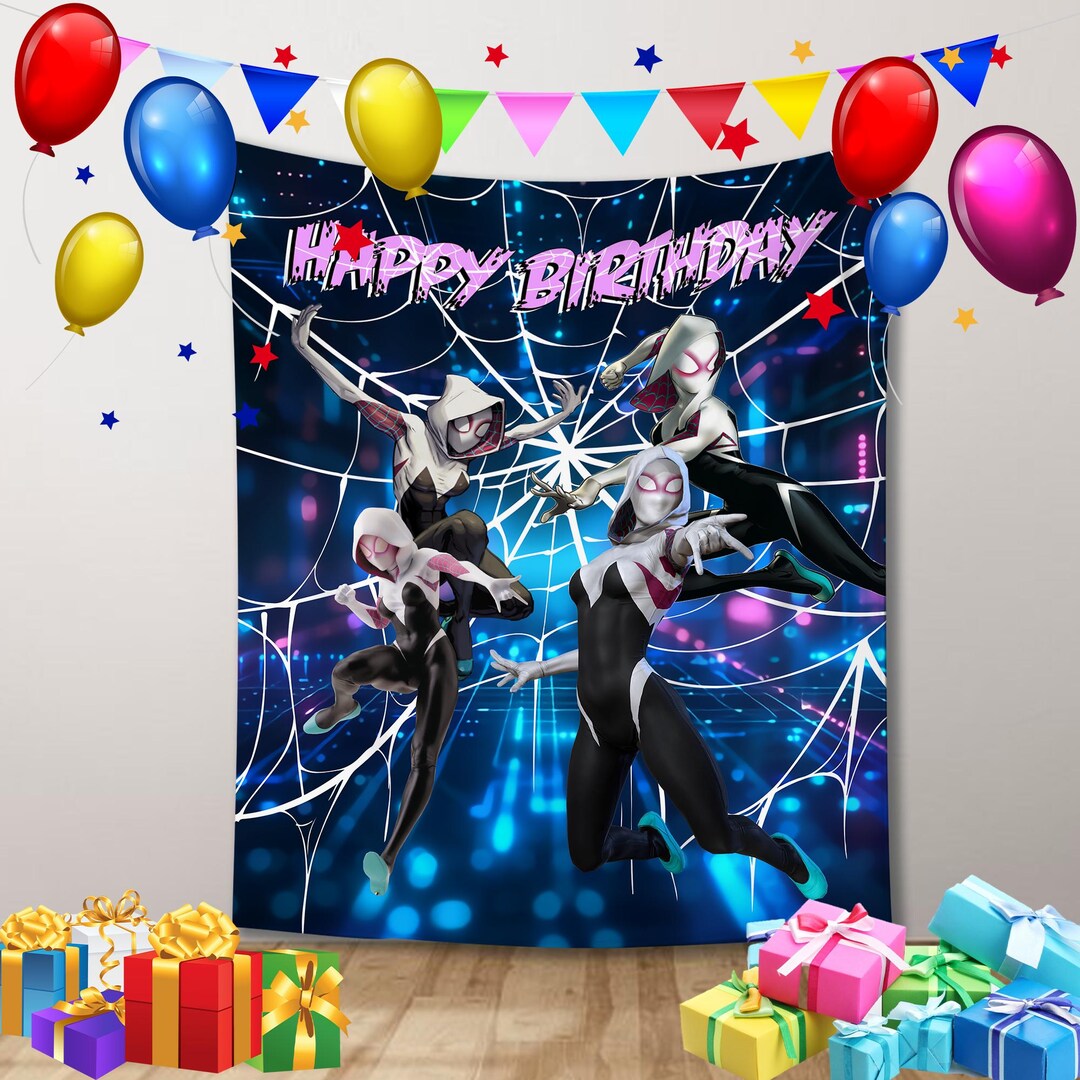 Spider Gwen Happy Birthday, Spidey Backdrop Banner, Spidey Birthday ...