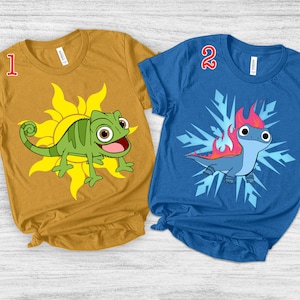 Disney Tangled Pascal Lantern Sun And Frozen Bruni Snow T-Shirt, Disney Friends Matching T-shirt, Magic Kingdom Shirt Disneyland Couple Shirt