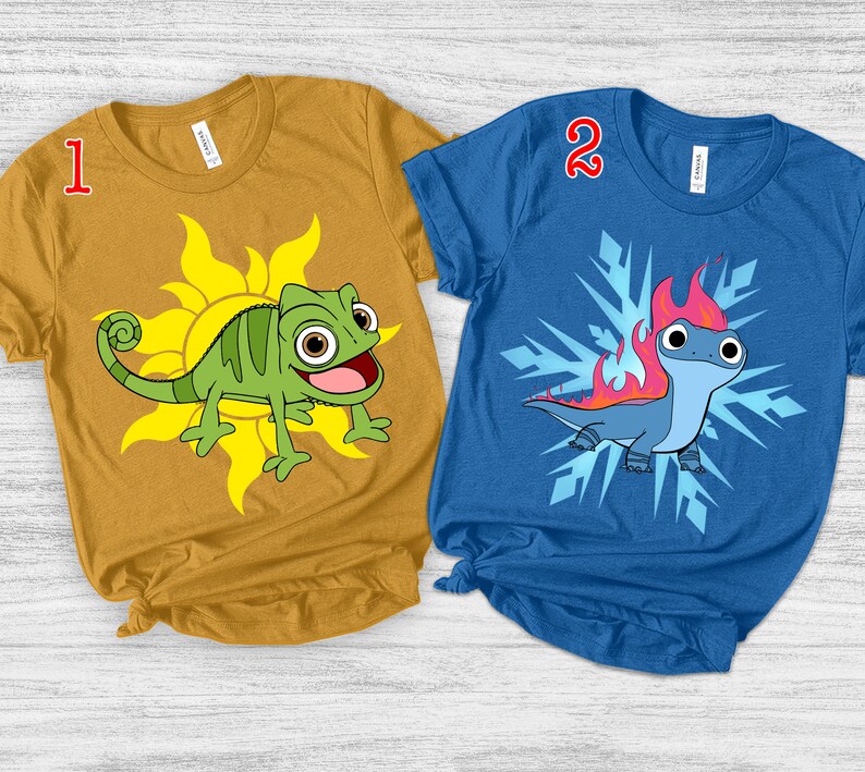 Disney Tangled Pascal Lantern Sun And Frozen Bruni Snow T-Shirt, Disney Friends Matching T-shirt, Magic Kingdom Shirt Disneyland Couple Shirt