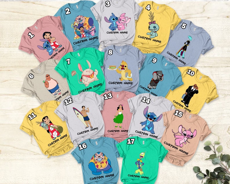 Disney Lilo And Stitch All Characters Group T-Shirt, Nani Angel Matching Shirt, WDW Disneyland Family Vacation Shirt, Stitch Family Costume Shirt
