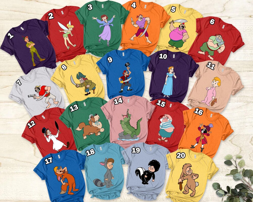 Personalized Disney Peter Pan Characters Shirt, Vintage Disney Peter Pan Shirt, Walt Disney Peter Pan, Neverland Shirt, Tinker Bell New Fashion