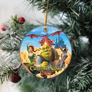 Custom Name Shrek Family Christmas Ornament, Disney Shrek Movie Acrylic Ornament, Christmas Tree Gift, Ornament 2025 Christmas Gift