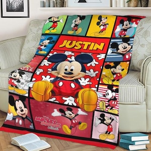 Personalized Mickey Mouse Blanket, Mickey Mouse Birthday Gifts, Mickey And Friends Blanket, Custom Name Mickey Baby Blanket Gift