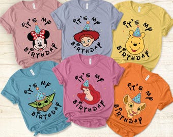 Personlized Disney All Characters It_s My Birthday T-shirt, Mickey and Friends Winne The Pooh, Birthday Boy Girl Tee Shirts, Birthday Gifts