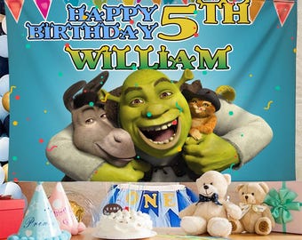 Custom Shrek Birthday Backdrop: Personalized Party Banner