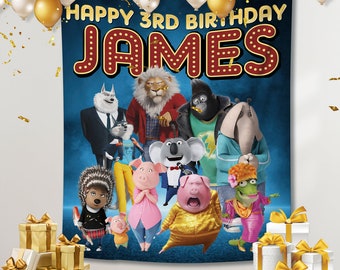 Custom Sing 2 Birthday Backdrop: Personalized Party Banner