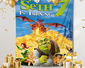 Shrek Birthday Backdrop: Customizable Party Banner