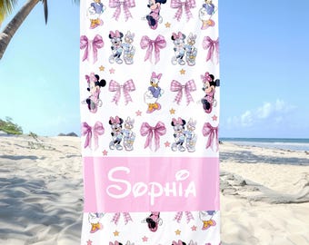 Custom Disney Girl Beach Towel, Minnie Daisy Beach Towel, Disney Coquette Towel, Disney Besties Matching Towel, Disney Luxury Towel